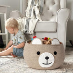 CherryNow Large Baby Basket for Gifts Empty, Cute Bear Design, Light Brown - Image 3
