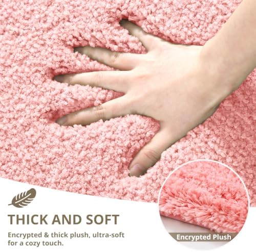 Polyester Bathroom Rug 24"x36" Pink, Non-Slip Soft Shaggy Bath Mat - Image 4