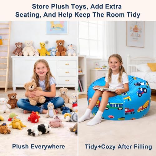 Lukeight Stuffed Animal Storage Bean Bag Chair Cover - Image 3
