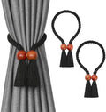 NICEEC 2 Pack Wooden Ball Magnetic Curtain Tiebacks Boho Home Decor Drape Tie by NICEEC