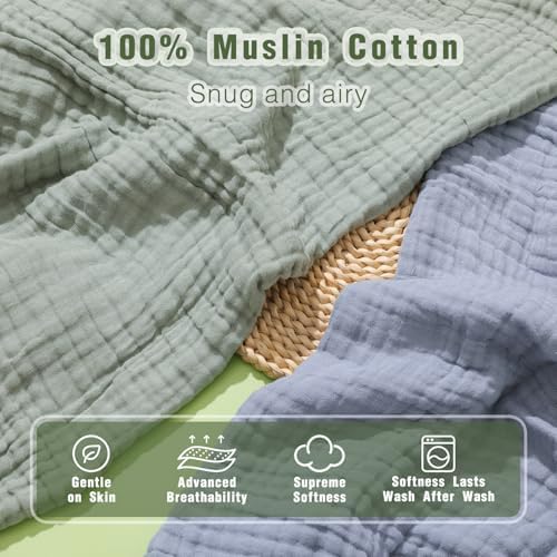 Muslin Hooded Baby Bath Towels, 2 Pack, 32x32 Inch - Image 2