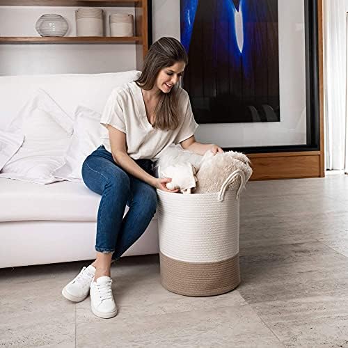 OrganiHaus Tall Cotton Rope Laundry Basket & Hamper, Blanket Storage 52L - Image 5