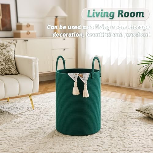 Artfeel Laundry Basket, Woven Cotton Rope Laundry Hamper, 40L - Image 2