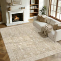 5x7 Area Rugs for Living Room: Washable Vintage Floral Rug Low Pile Non-Slip by LOSBULAKE