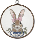 GWFSJYU Bunny Framed Wall Art, Chinoiserie Rabbit Round Canvas Prints Wall Art by Unknown