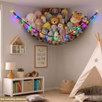 Stuffed Animals Hammock with LED Light Toy Net Room Decor Corner Storage - Image 2