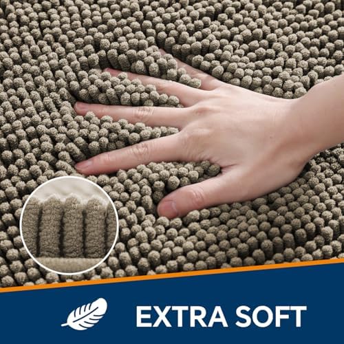 Chenille Bathroom Rug 30"x50" Taupe, Large Plush Bath Mat - Image 3
