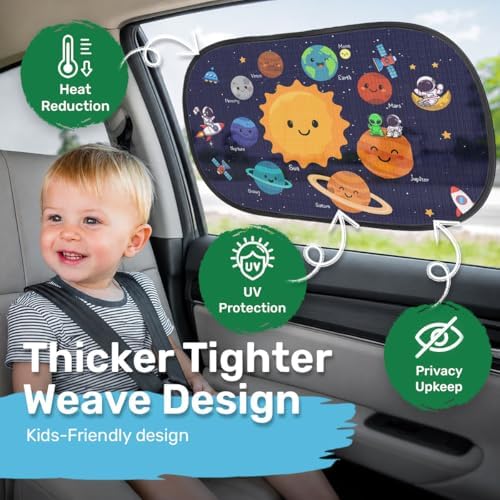 GENANY Space Planet Car Side Window Sun Shades 2 Piece 21 x 14 Inch - Image 2