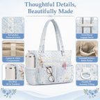 WOBAGMEN Teacher Tote Bag for Women, Quilted Floral Laptop Work Tote - Image 5