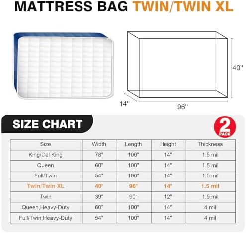 2 PK Twin XL/Twin Mattress Bags - Image 2