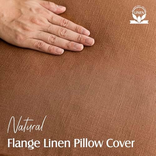 Foindtower Linen Solid Decorative Throw Pillow Covers 24x24 Orange Brown - Image 2