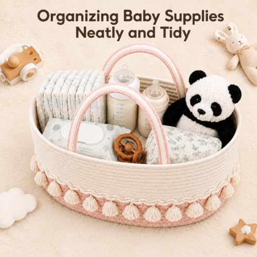Baby Diaper Caddy Organizer, Portable Nursery Storage Basket - Image 2