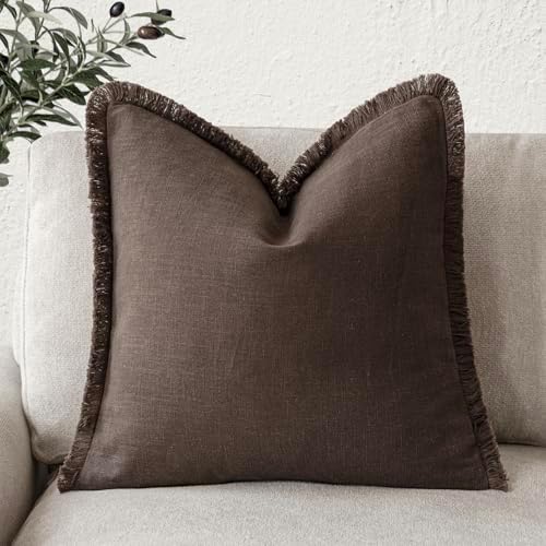 Foindtower Decorative Linen Fringe Throw Pillow Covers Cozy Boho Farmhouse by Foindtower