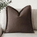 Foindtower Decorative Linen Fringe Throw Pillow Covers Cozy Boho Farmhouse by Foindtower