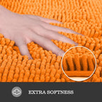 Yeaban Chenille Orange Bathroom Rug 24"x36", Non-Slip Rubber Backing - Image 2