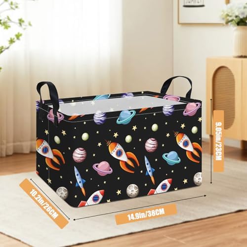 Rectangular Space Planet Rocket Storage Bin Boys Toy Organizer - Image 2
