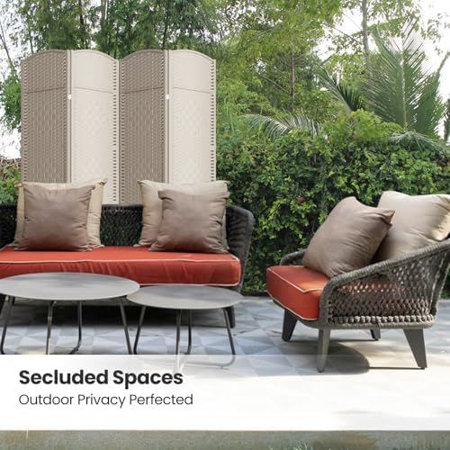 4 Panel Folding Room Divider, Woven Privacy Screen - Image 5