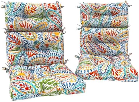 DYTXIII Outdoor High Back Chair Cushions Set of 2, Water Repellent Tufted by DYTXIII