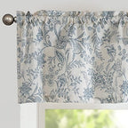 Vangao Floral Valances for Windows Forest Blue W50 X 16L 1 Panel by Vangao