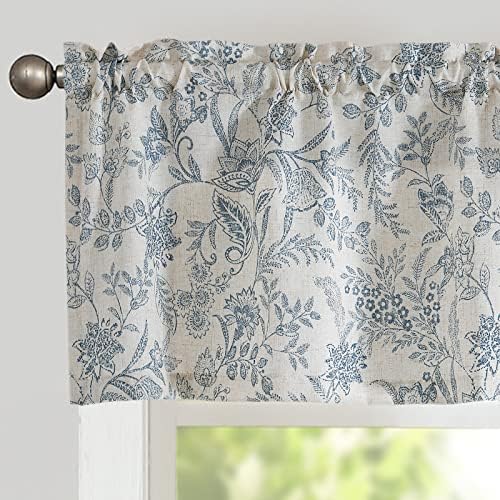 Vangao Floral Valances for Windows Forest Blue W50 X 16L 1 Panel by Vangao