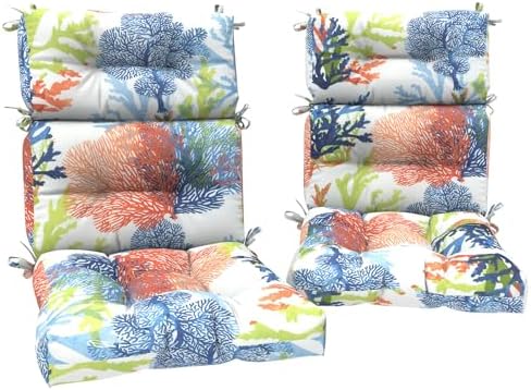 DYTXIII Outdoor High Back Chair Cushions Set of 2, Water Repellent Tufted by DYTXIII