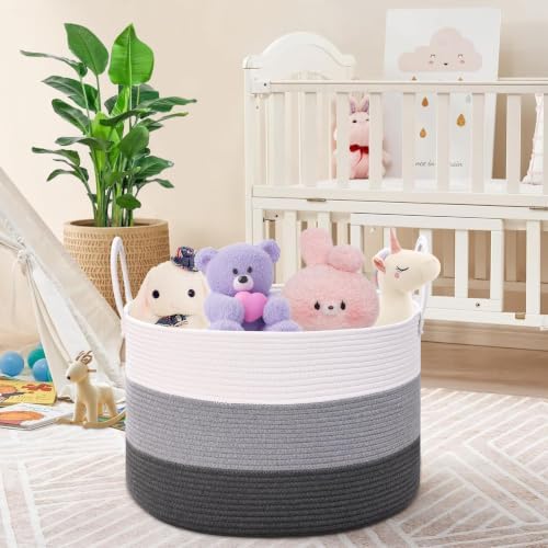 67L Large Woven Blanket Basket, Cotton Rope Baby Laundry Hamper - Image 4
