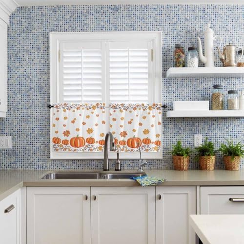 Fall Maple Leaves Kitchen Curtains and Valances Set, Thanksgiving Watercolor - Image 5