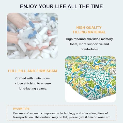 DYTXIII Outdoor High Back Chair Cushions Set of 2, Water Repellent Tufted - Image 5
