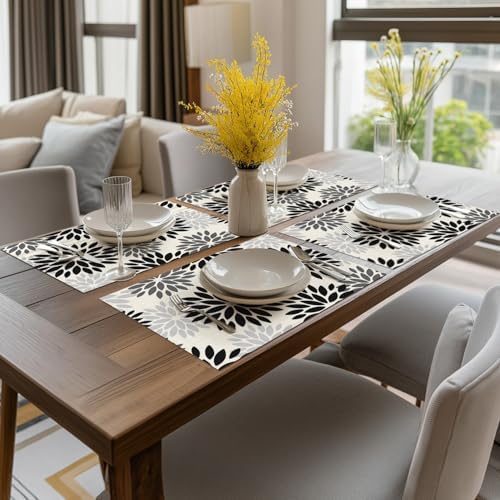 Artoid Mode Floral Vinyl Placemats Set of 4, Heat Resistant Washable Non-Slip - Image 5