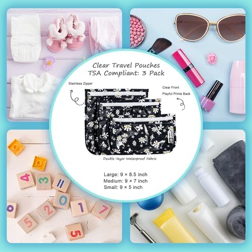 HIONXMGA Set of 3 Clear Travel Toiletry Bag, TSA Approved, Quart Size S/M/L - Image 5