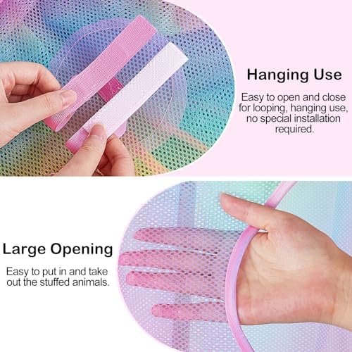 Basumee Hanging Stuffed Animals Storage, 2 Pack Mesh Plush Storage - Image 3