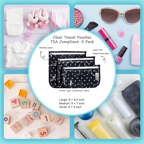 HIONXMGA Set of 3 Clear Travel Toiletry Bag, TSA Approved, Quart Size S/M/L - Image 5