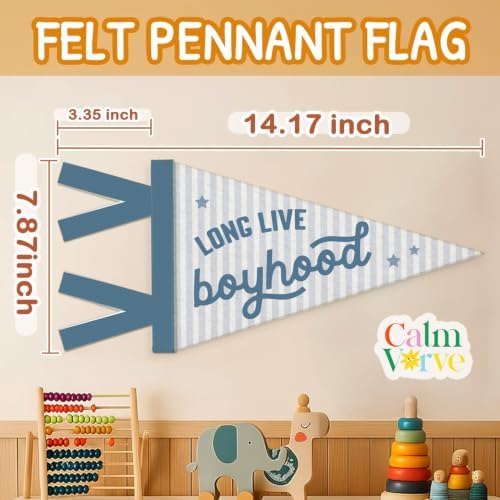 Long Live Boyhood Banner Felt，Blue Boy Room Decor, Boyhood Pennant Felt Banner - Image 4