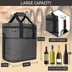 opux Insulated Wine Cooler Bag, Leakproof 6 Bottle Tote Carrier - Image 3