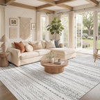 Nakagishi 7x10 Area Rug Living Room: Washable Boho Large Neutral Modern Soft - Image 2