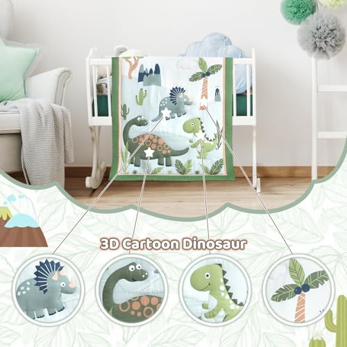 Dinosaur Crib Bedding Set for Boys, Premium 3-Piece Baby Crib Bedding Set - Image 3