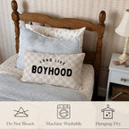 Boys Room Decor 12x20 Pillow Cover, Long Live Boyhood Retro Neutral Checkered - Image 5