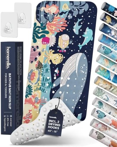 homerella Bathtub Mat Non Slip Kids 40x16 Baby Bath Mat Non Slip Anti Mold by Homerella