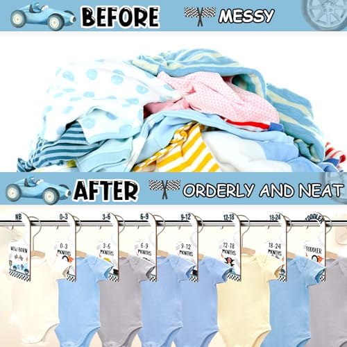Baby Closet Dividers 8PCS, Racing/Race Car Theme Wooden Double-Sided Clothes - Image 5