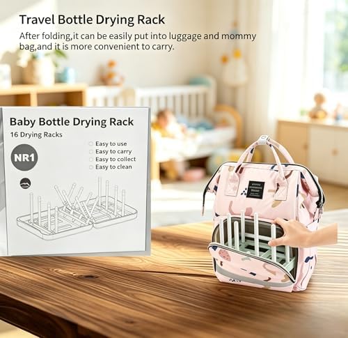 Foldable Travel Bottle Drying Rack, 16-Rib High Capacity, Space-Saving Portable - Image 7