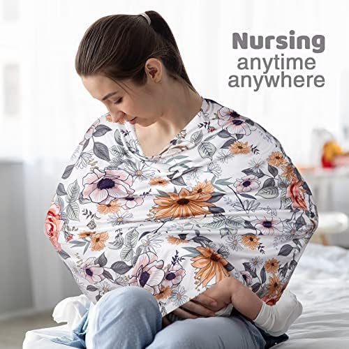 Rquite 4-in-1 Baby Car Seat Canopy, Stretchy Nursing Breastfeeding Cover - Image 4