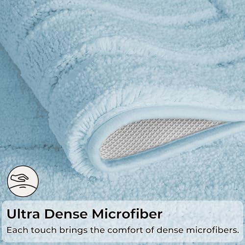 GRANNY SAYS Baby Blue Bathroom Rugs Set 2 Piece, Soft Microfiber Bath Mats - Image 3