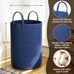 MEGASKET Large Blue Laundry Basket, 80L Tall Blanket Basket Living Room - Image 2