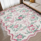 Drydiet Rug Boho Area Rugs 4'x6' Cute Sweet Scalloped Throw Rugs Aesthetic Soft by Drydiet
