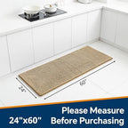 Chenille Bathroom Runner Rug 24"x60" Beige, Plush Bath Mat - Image 2