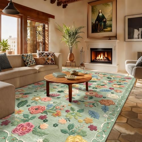 9x12 Area Rugs for Living Room: Washable Bedroom Rug Lightweight Non Slip Low by palohom