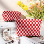 SOIDRAM 2 Pcs Checkered Makeup Bag Large Cosmetic Bag Toiletry Bag Makeup Pouch - Image 2