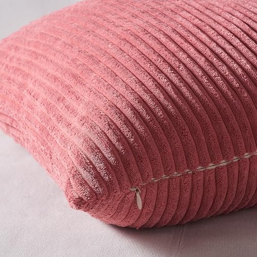Topfinel Pink Throw Pillow Covers 16x16 Inch Set of 4, Soft Farmhouse Corduroy - Image 2
