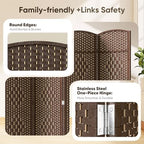 JOSTYLE Rattan Room Divider, 4-Panel Folding Privacy Screen 6ft. Extra Wide - Image 5