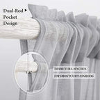 MIULEE Solid Gray Kitchen Sheer Valance Linen Look Window Curtain, Living Room - Image 2